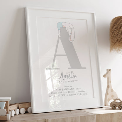 Custom Baby Print - Bunny Rabbit Initial