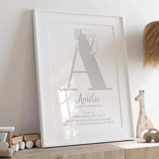 Custom Baby Print - Bunny Rabbit Initial
