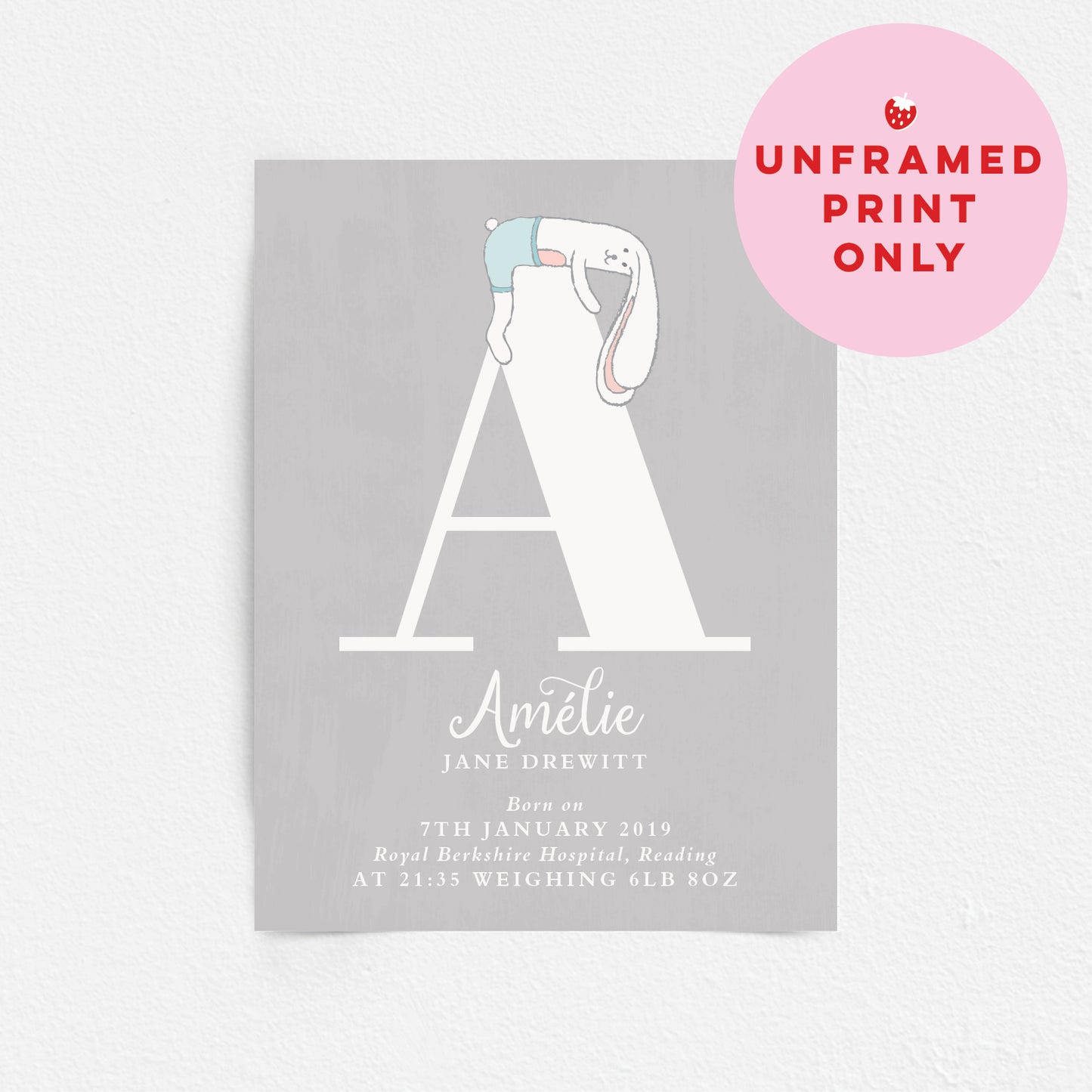 Custom Baby Print - Bunny Rabbit Initial