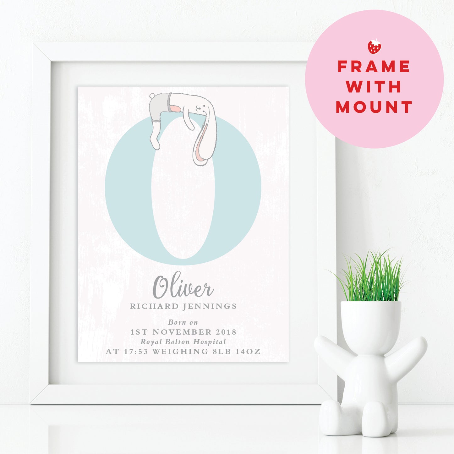 Custom Baby Print - Bunny Rabbit Initial