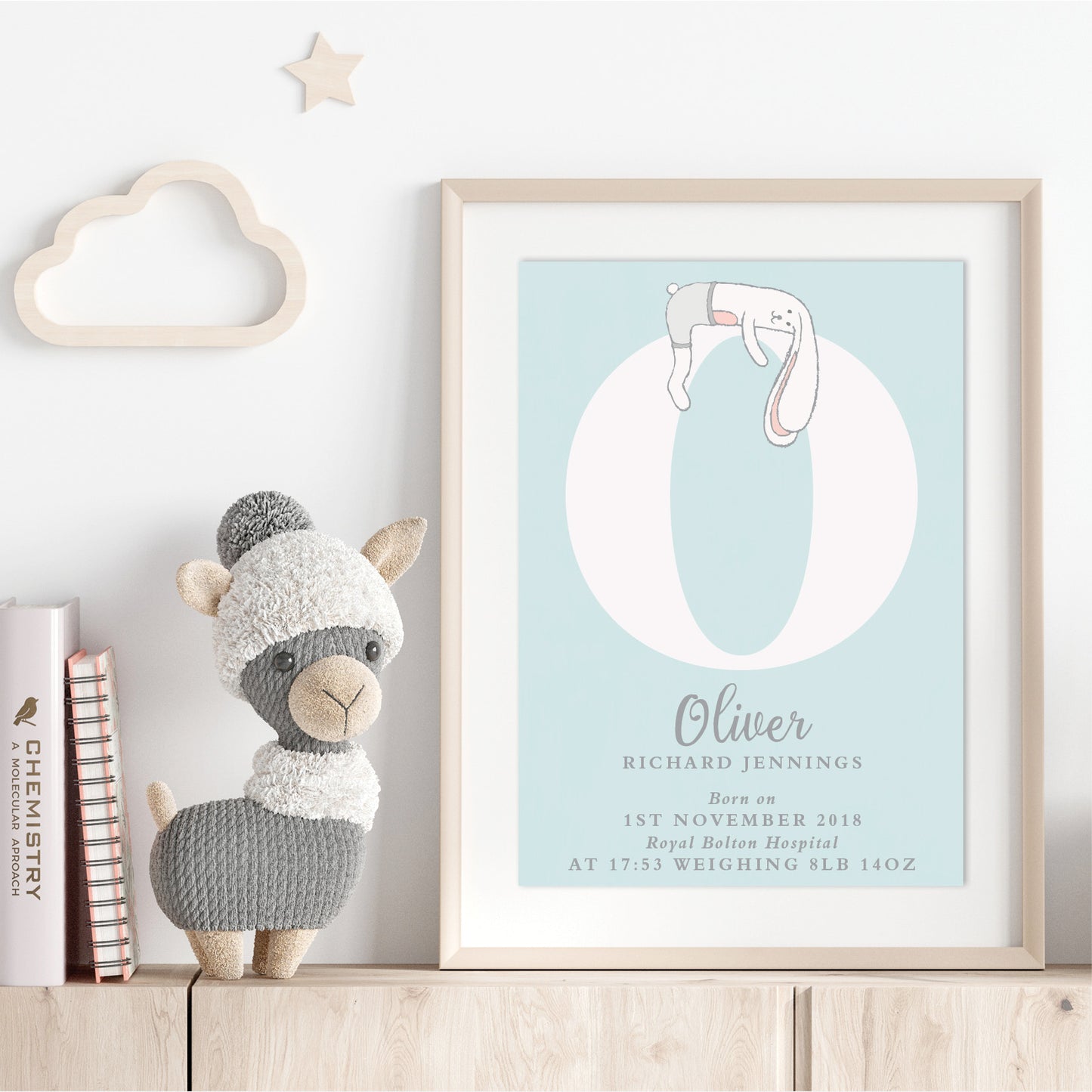 Custom Baby Print - Bunny Rabbit Initial