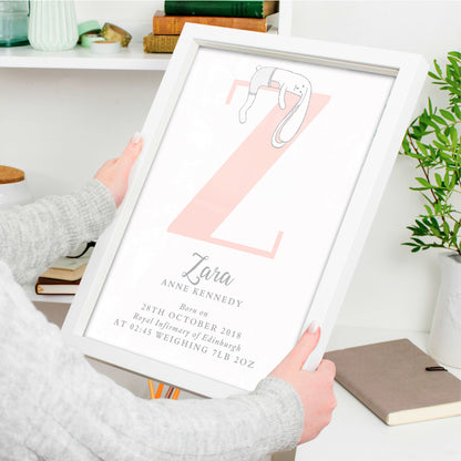 Custom Baby Print - Bunny Rabbit Initial