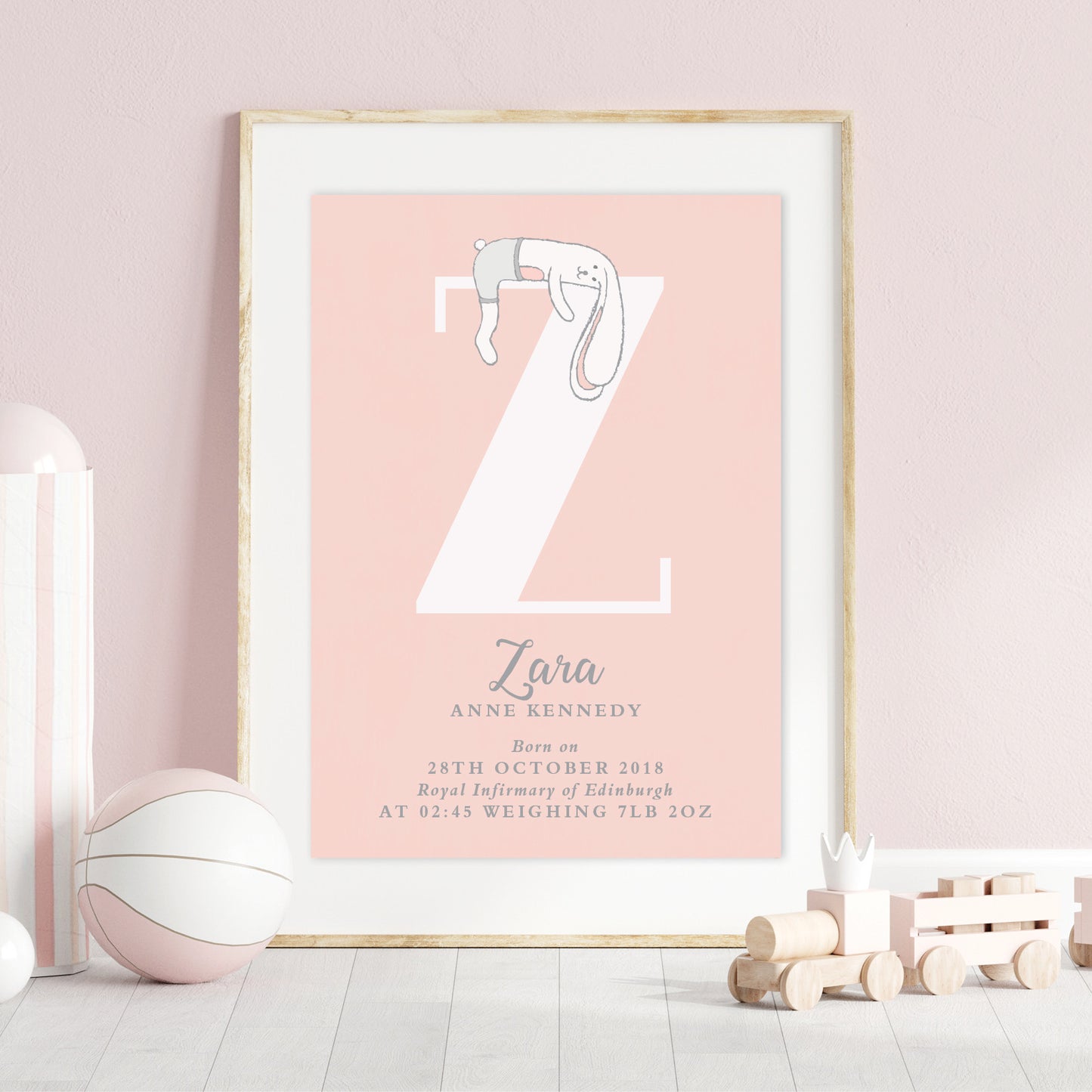 Custom Baby Print - Bunny Rabbit Initial