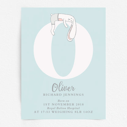 Custom Baby Print - Bunny Rabbit Initial