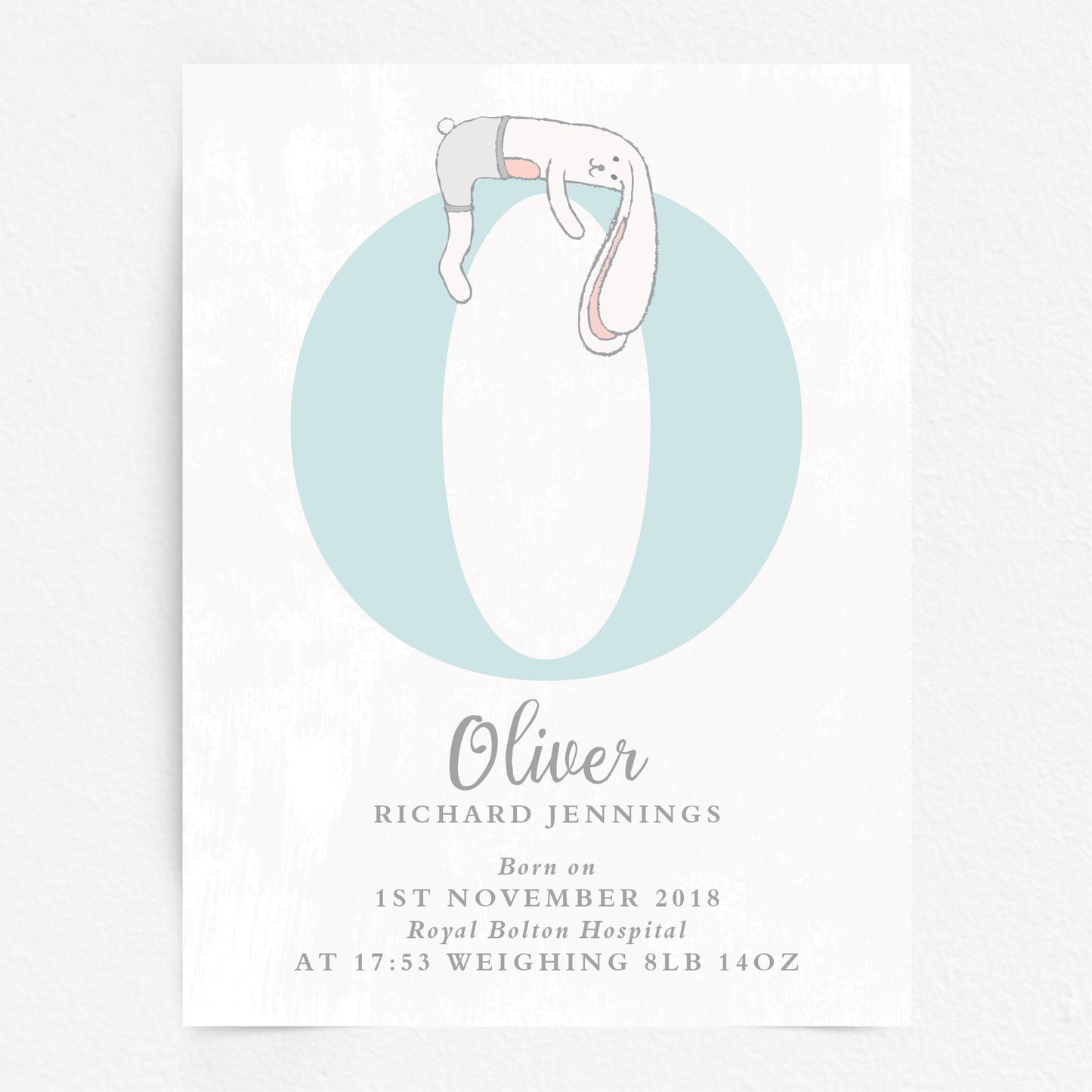Custom Baby Print - Bunny Rabbit Initial