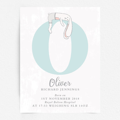 Custom Baby Print - Bunny Rabbit Initial