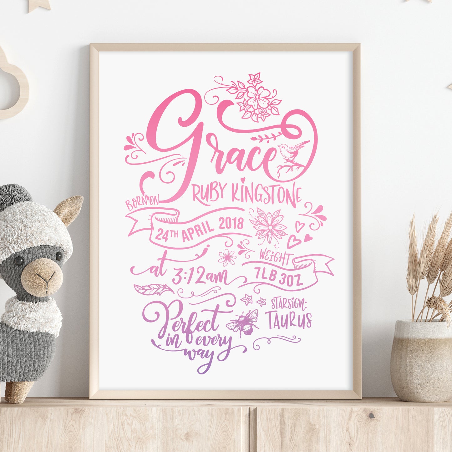 Custom Baby Print - Girl Rustic Woodland Wonder