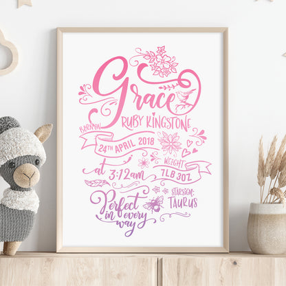 Custom Baby Print - Girl Rustic Woodland Wonder