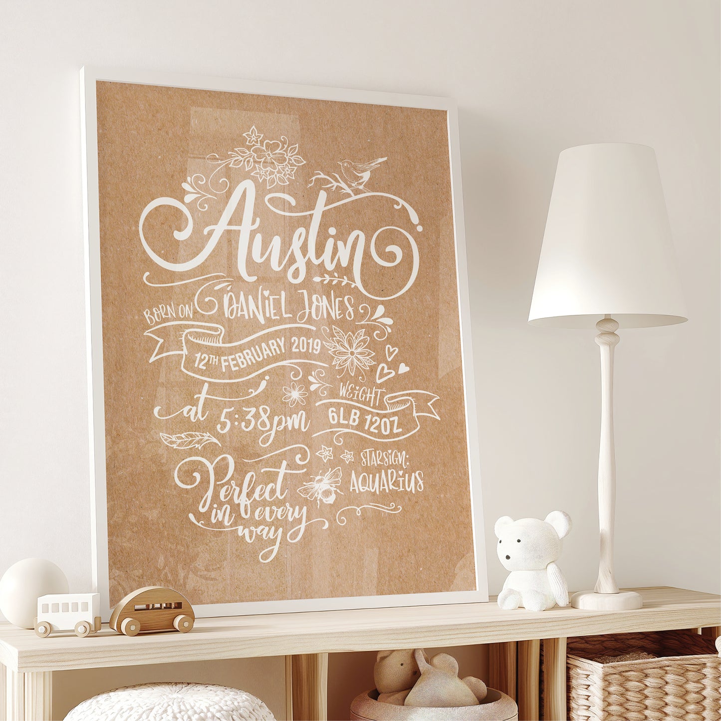 Custom Baby Print - Boy Rustic Woodland Wonder