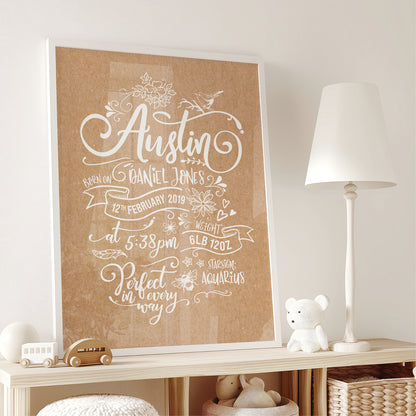 Custom Baby Print - Boy Rustic Woodland Wonder