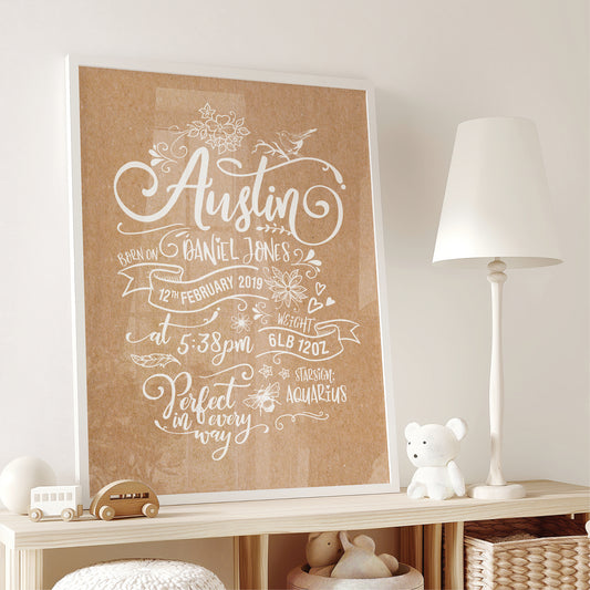Custom Baby Print - Boy Rustic Woodland Wonder