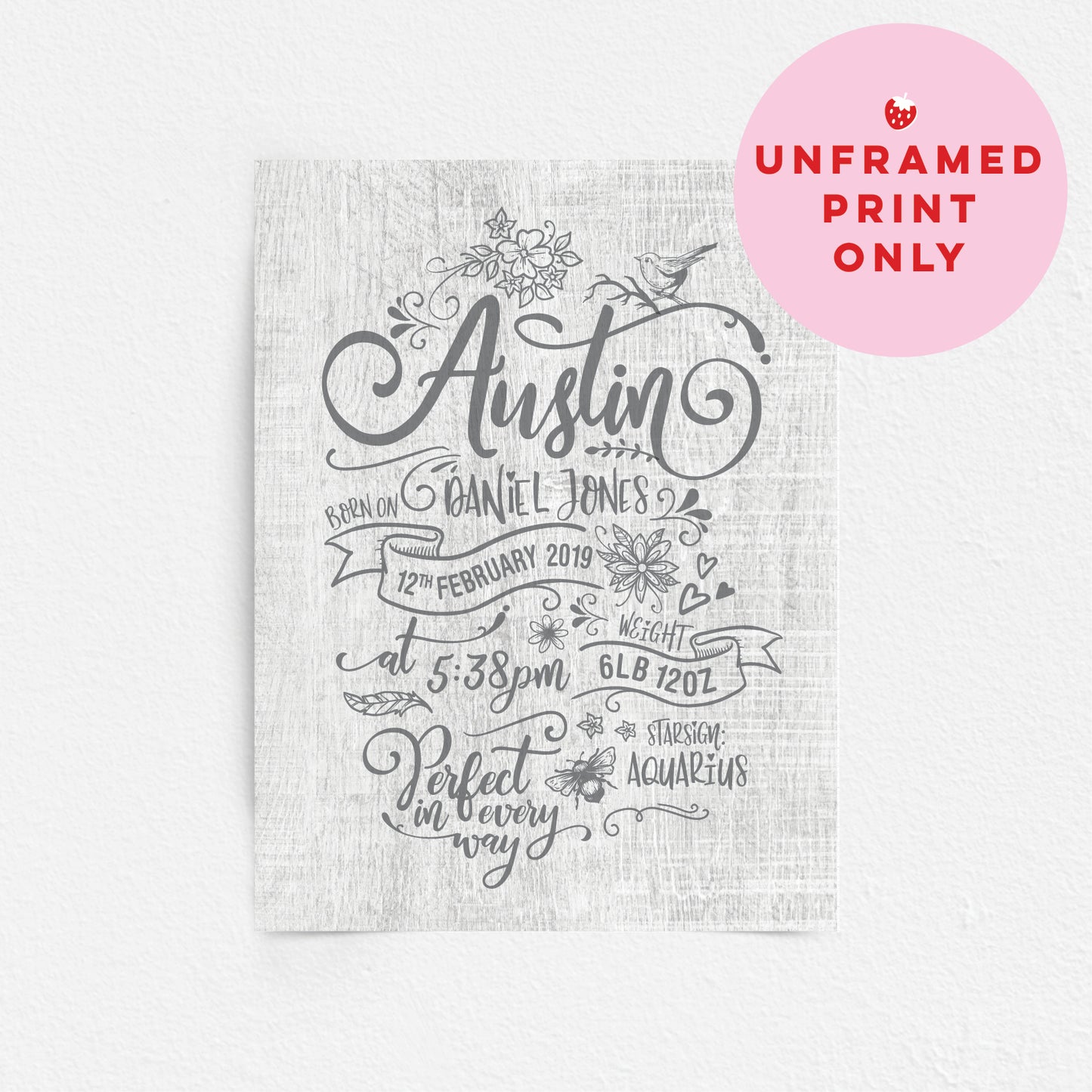Custom Baby Print - Boy Rustic Woodland Wonder