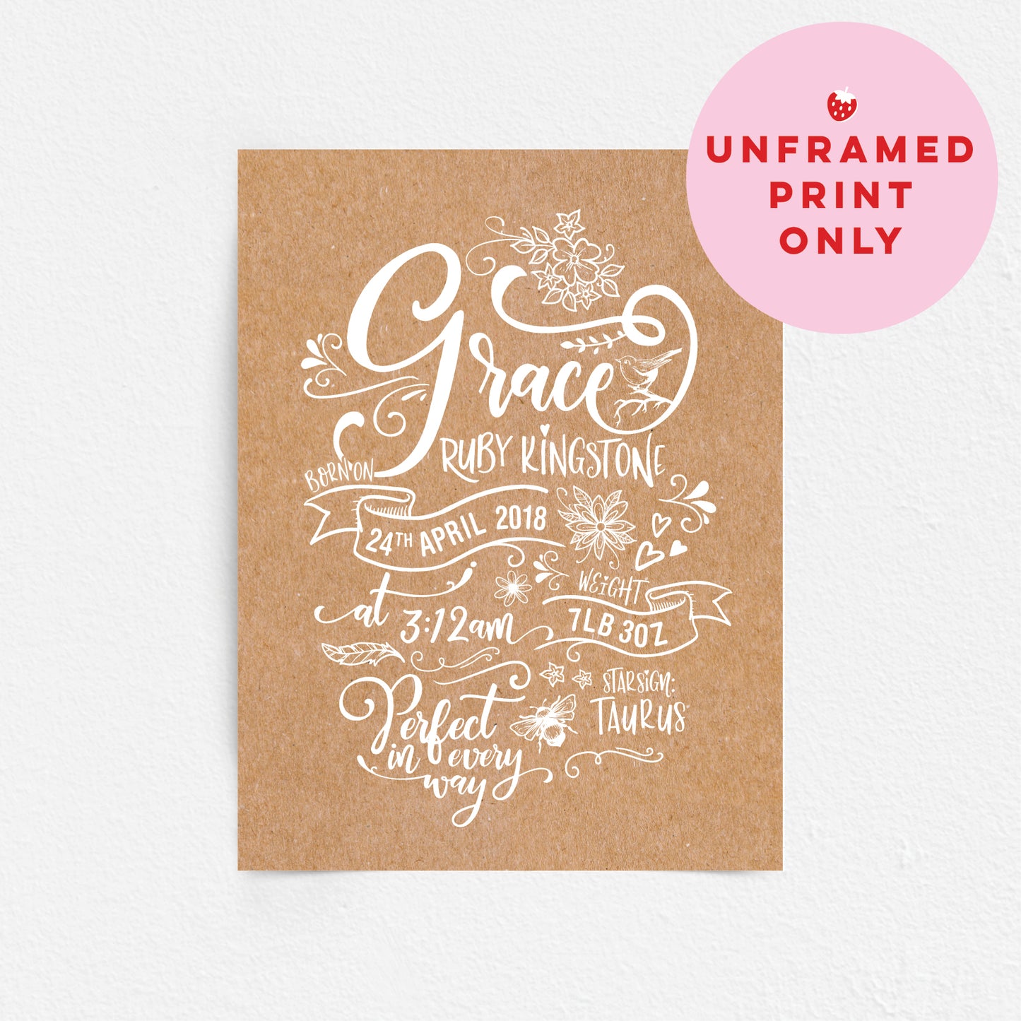 Custom Baby Print - Girl Rustic Woodland Wonder