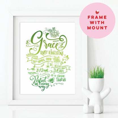 Custom Baby Print - Girl Rustic Woodland Wonder