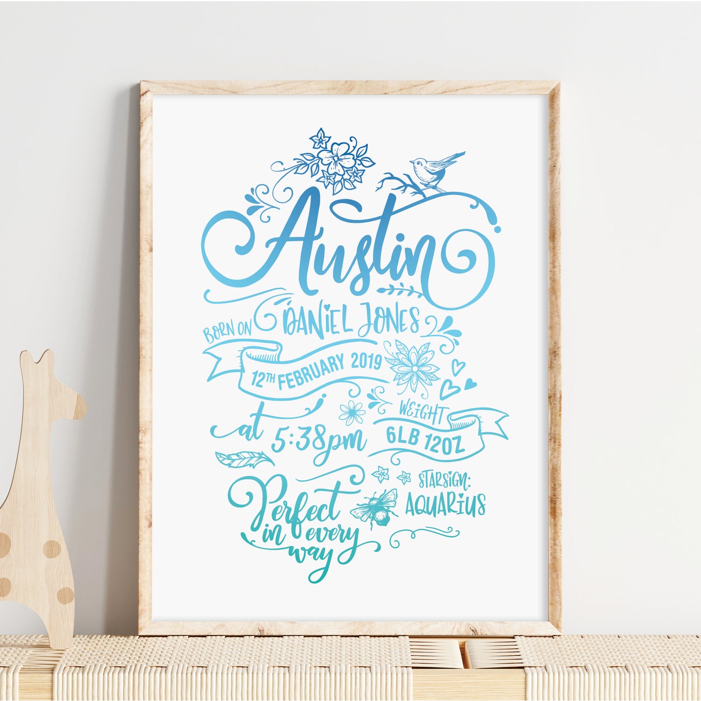 Custom Baby Print - Boy Rustic Woodland Wonder