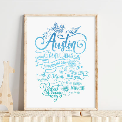 Custom Baby Print - Boy Rustic Woodland Wonder