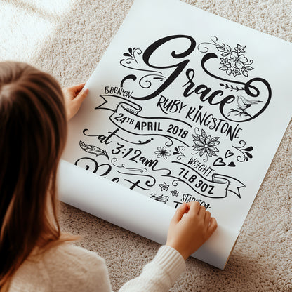 Custom Baby Print - Girl Rustic Woodland Wonder