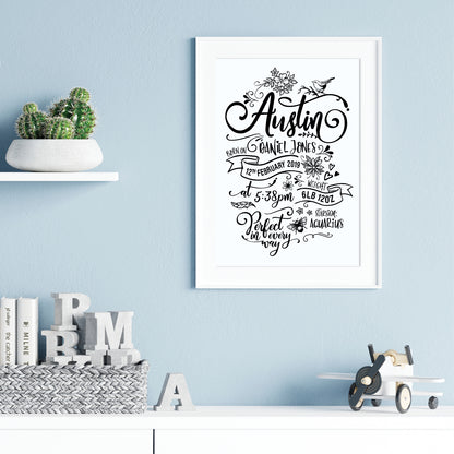 Custom Baby Print - Boy Rustic Woodland Wonder