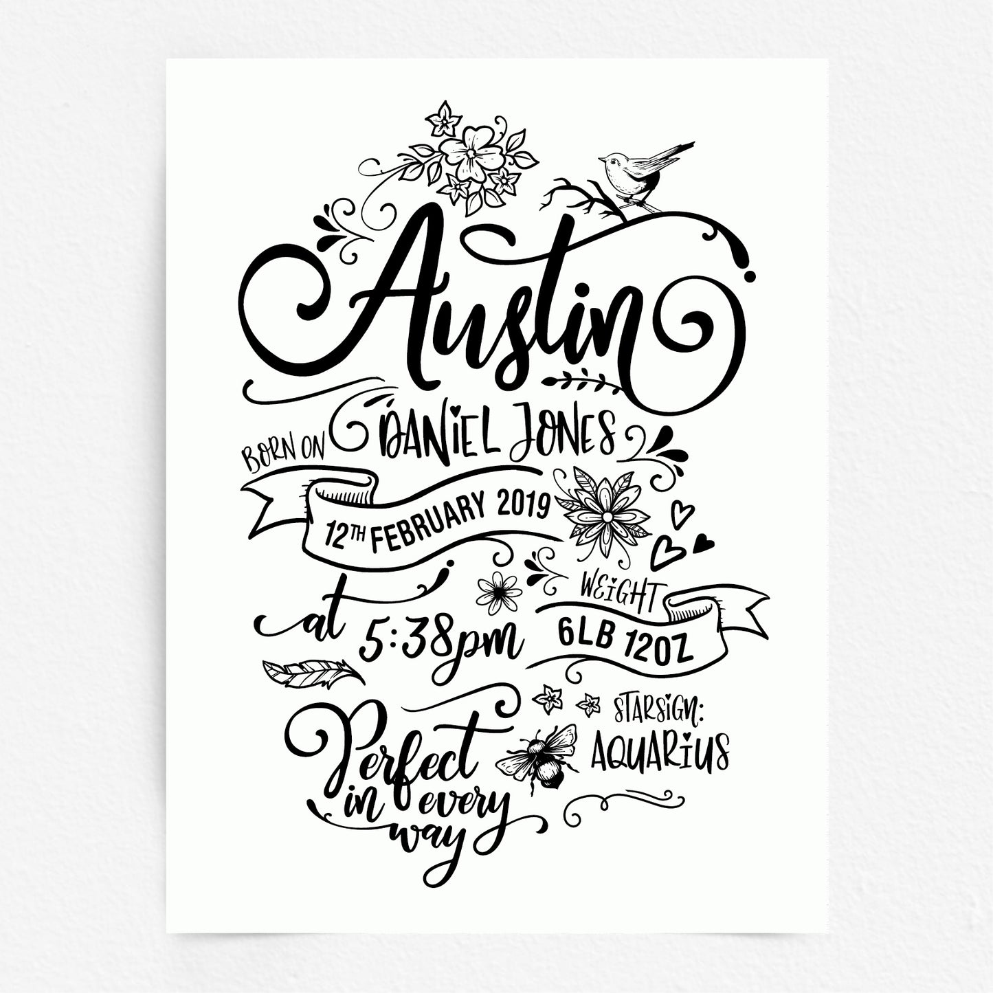 Custom Baby Print - Boy Rustic Woodland Wonder