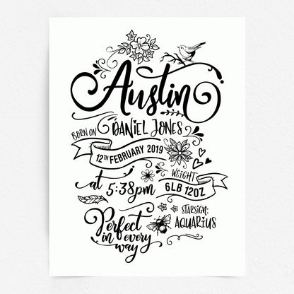 Custom Baby Print - Boy Rustic Woodland Wonder