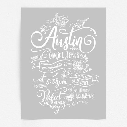 Custom Baby Print - Boy Rustic Woodland Wonder