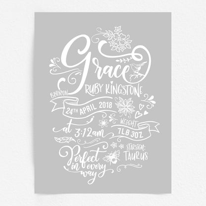 Custom Baby Print - Girl Rustic Woodland Wonder