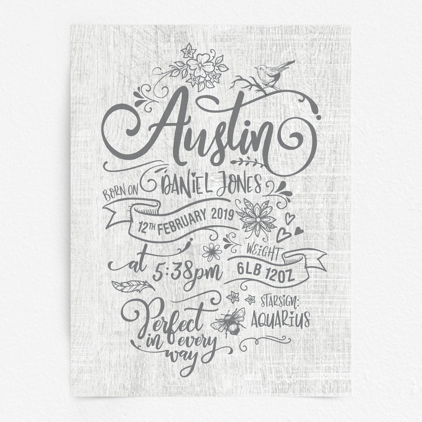 Custom Baby Print - Boy Rustic Woodland Wonder