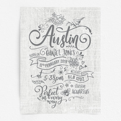 Custom Baby Print - Boy Rustic Woodland Wonder