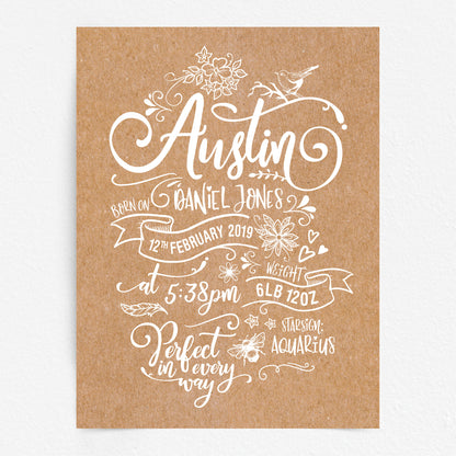 Custom Baby Print - Boy Rustic Woodland Wonder