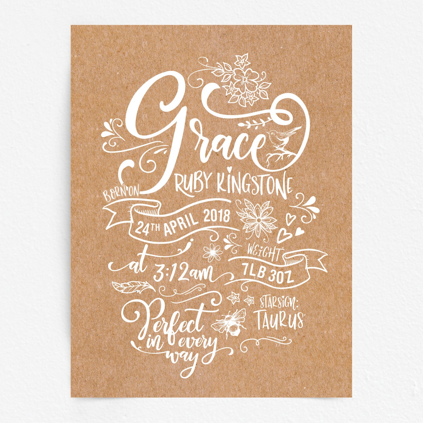Custom Baby Print - Girl Rustic Woodland Wonder