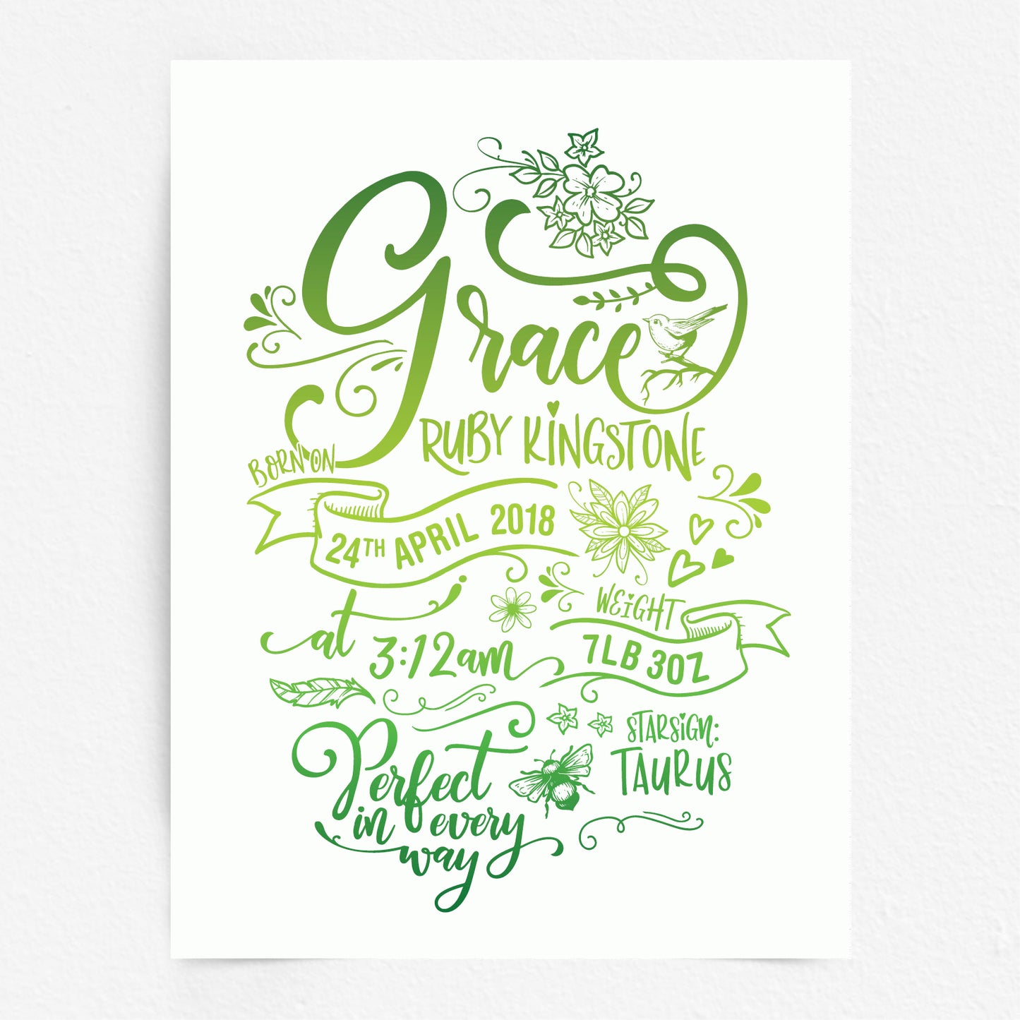 Custom Baby Print - Girl Rustic Woodland Wonder