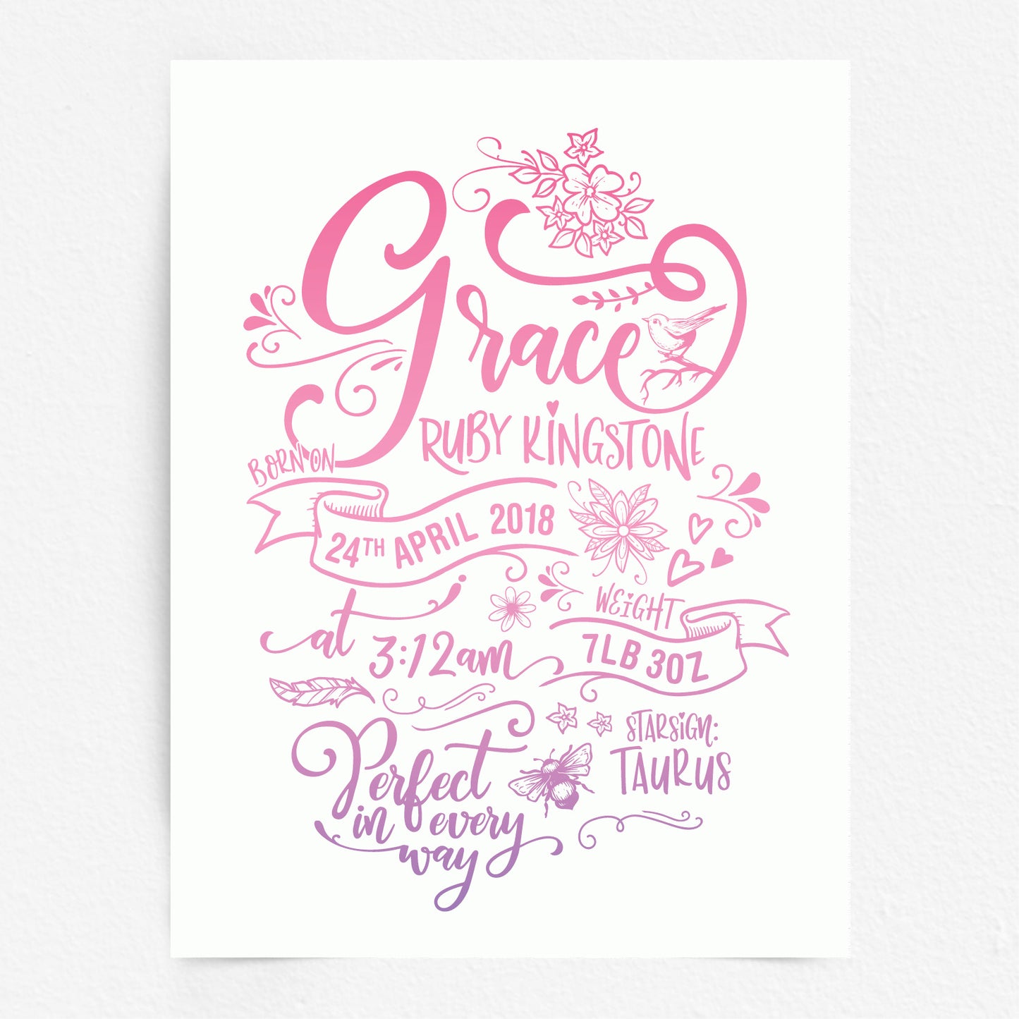 Custom Baby Print - Girl Rustic Woodland Wonder