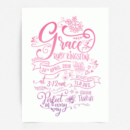 Custom Baby Print - Girl Rustic Woodland Wonder