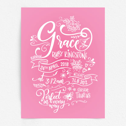 Custom Baby Print - Girl Rustic Woodland Wonder