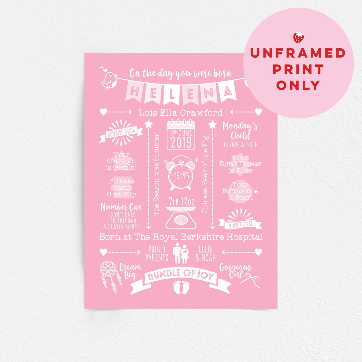 Custom Baby Print - Girl Name Bunting 2