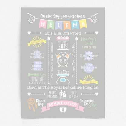 Custom Baby Print - Girl Name Bunting 2