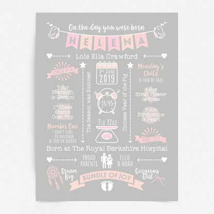 Custom Baby Print - Girl Name Bunting 2