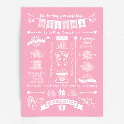 Custom Baby Print - Girl Name Bunting 2