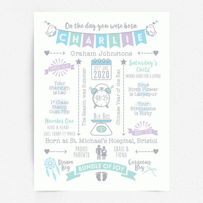 Custom Baby Print - Boy Name Bunting