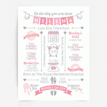 Custom Baby Print - Girl Name Bunting