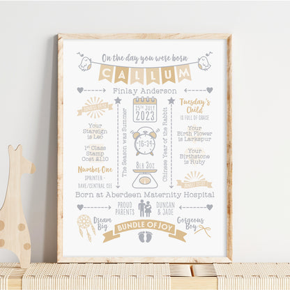 Custom Baby Print - Boy Name Bunting