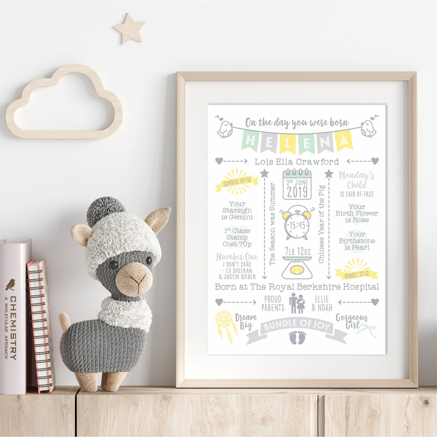 Custom Baby Print - Girl Name Bunting