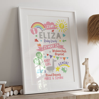 Custom Baby Print - Girl Rainbow Baby Feet