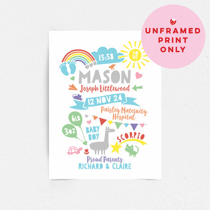 Custom Baby Print - Boy Rainbow Baby Feet