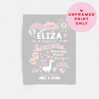 Custom Baby Print - Girl Rainbow Baby Feet