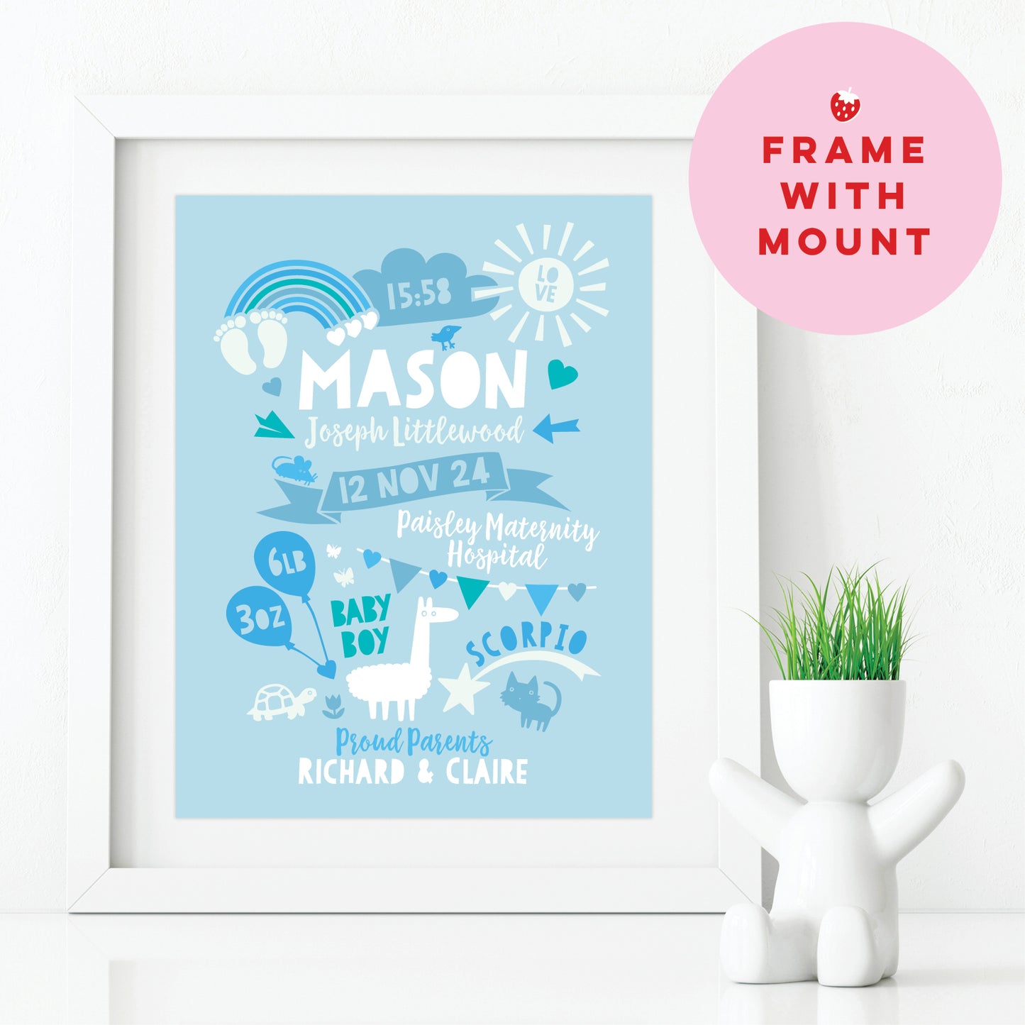 Custom Baby Print - Boy Rainbow Baby Feet