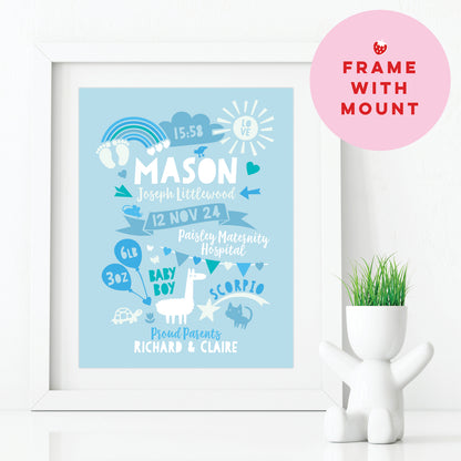 Custom Baby Print - Boy Rainbow Baby Feet