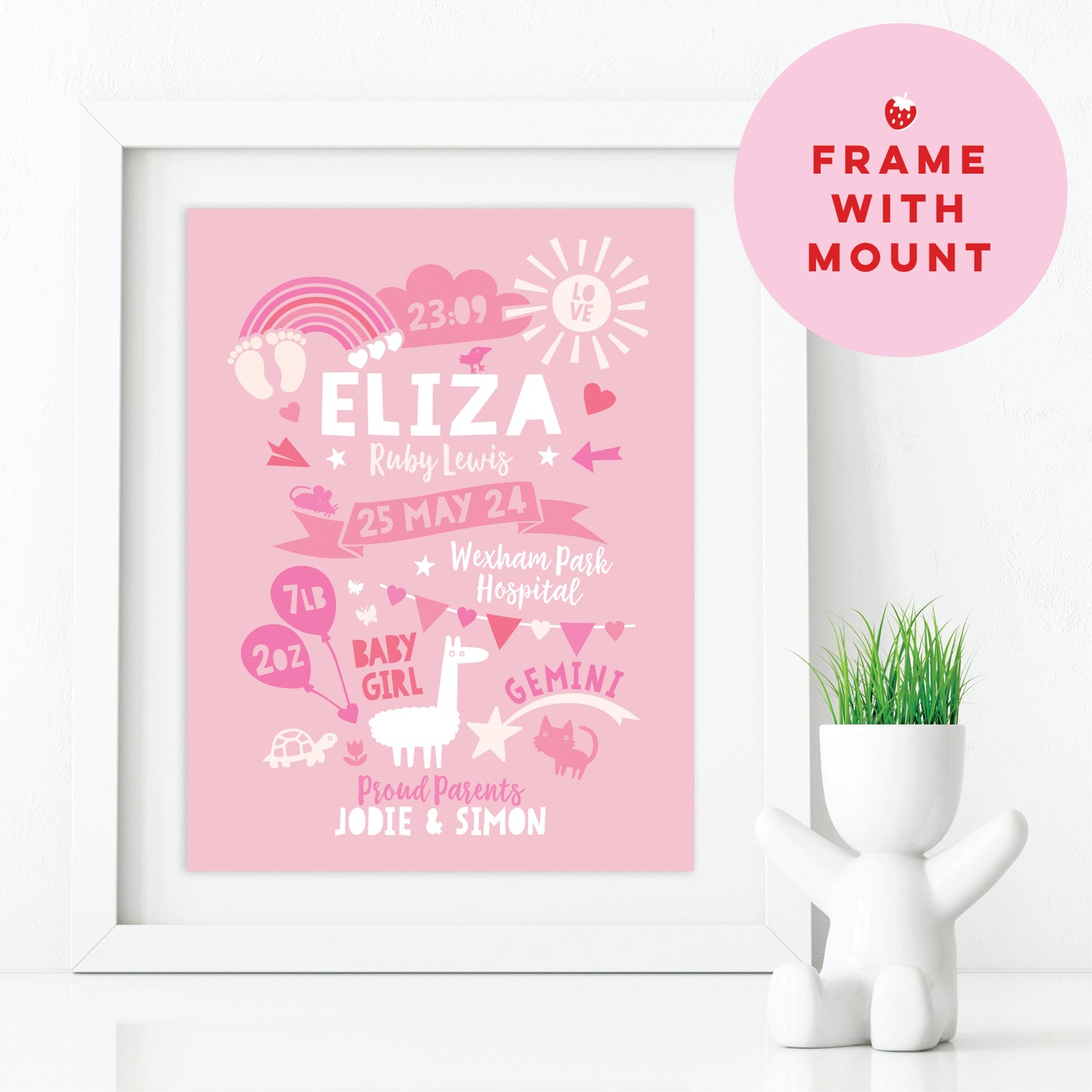 Custom Baby Print - Girl Rainbow Baby Feet