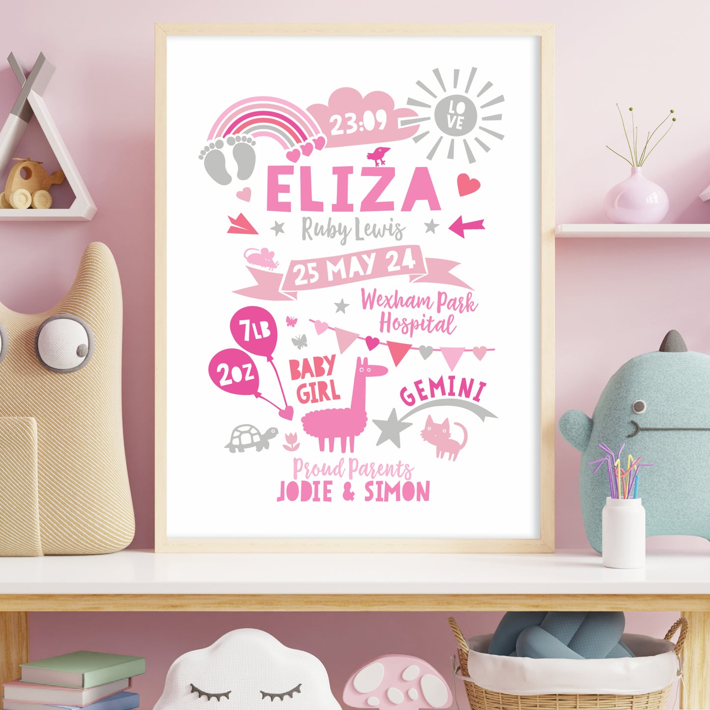 Custom Baby Print - Girl Rainbow Baby Feet
