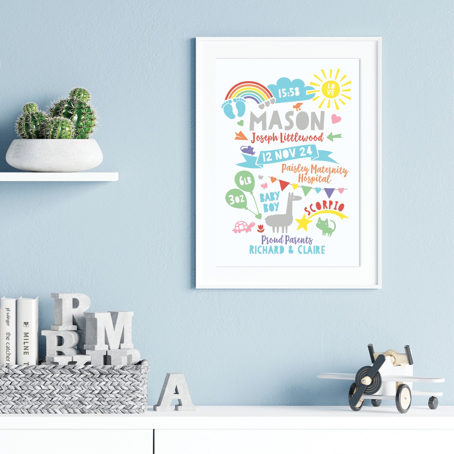 Custom Baby Print - Boy Rainbow Baby Feet